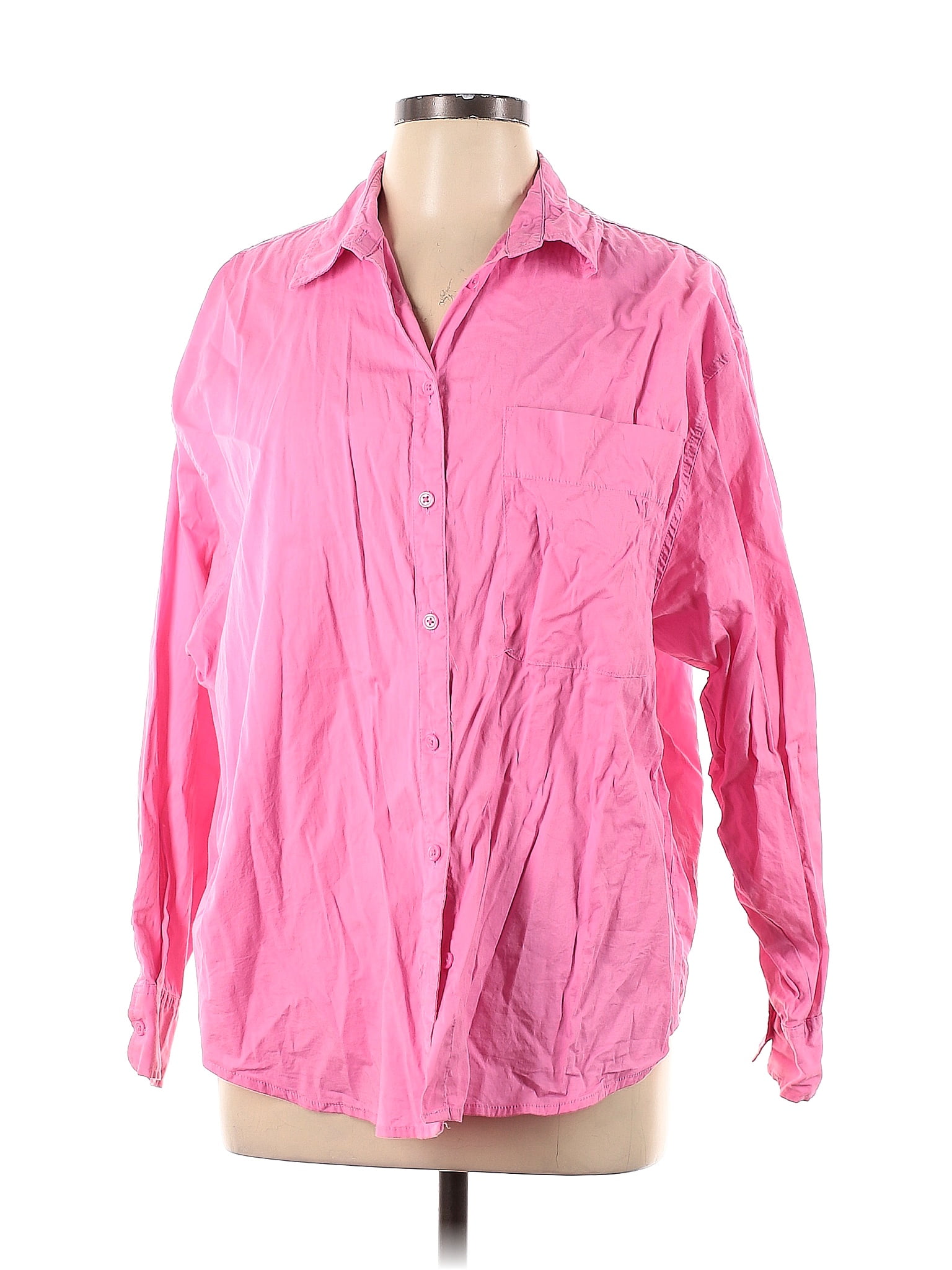 A New Day Pink Long Sleeve Button Down Shirt Size L 50 Off Thredup