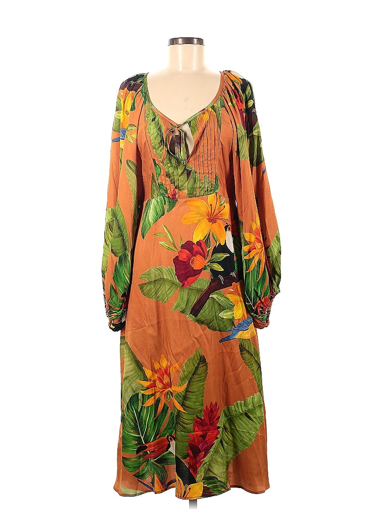 FARM Rio Floral Multi Color Orange Casual Dress Size M - 60% off | ThredUp