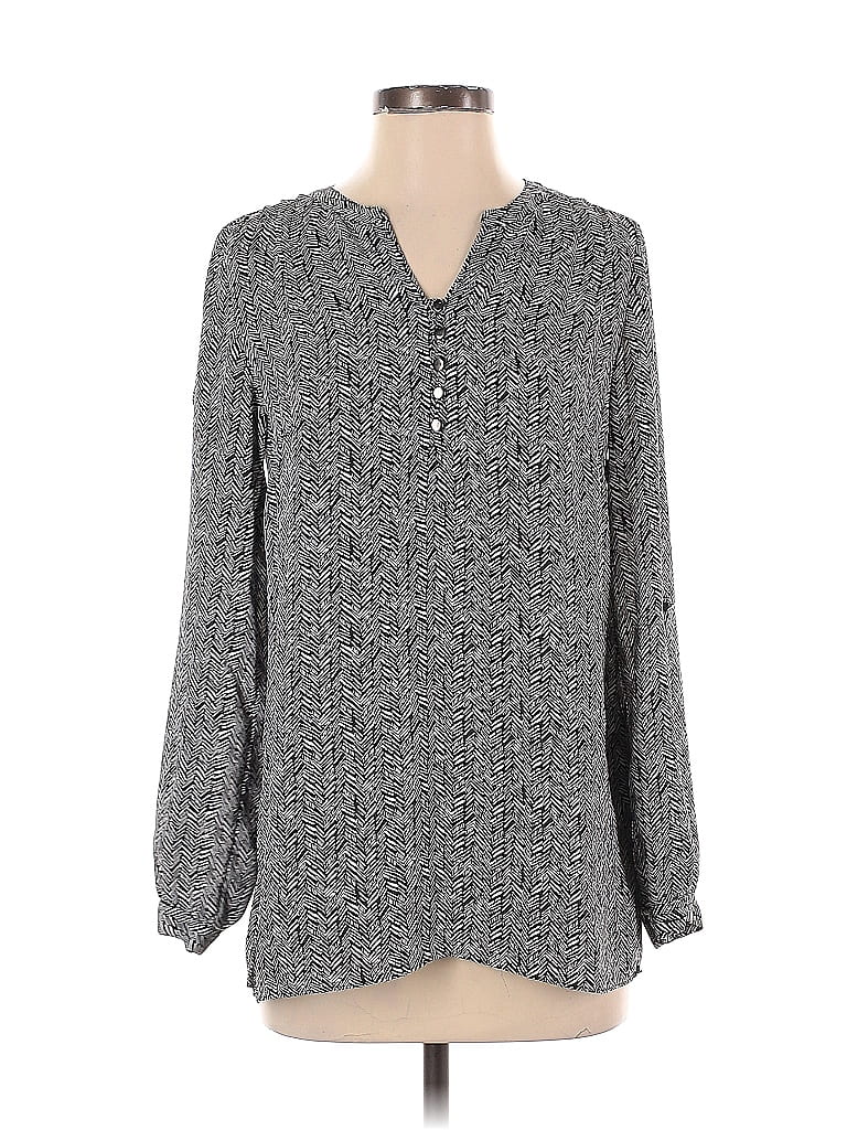 Pre-owned Laundry By Shelli Segal Long Sleeve Blouse In Gray