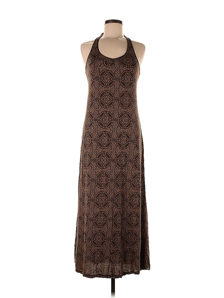 H&M L.O.G.G. 100% Viscose Jacquard Tortoise Damask Aztec Or Tribal Print Brown Casual Dress Size XS - photo 1