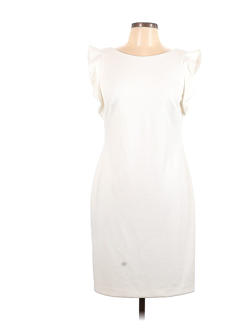 Calvin Klein Solid Ivory Cocktail Dress Size 10 - photo 1
