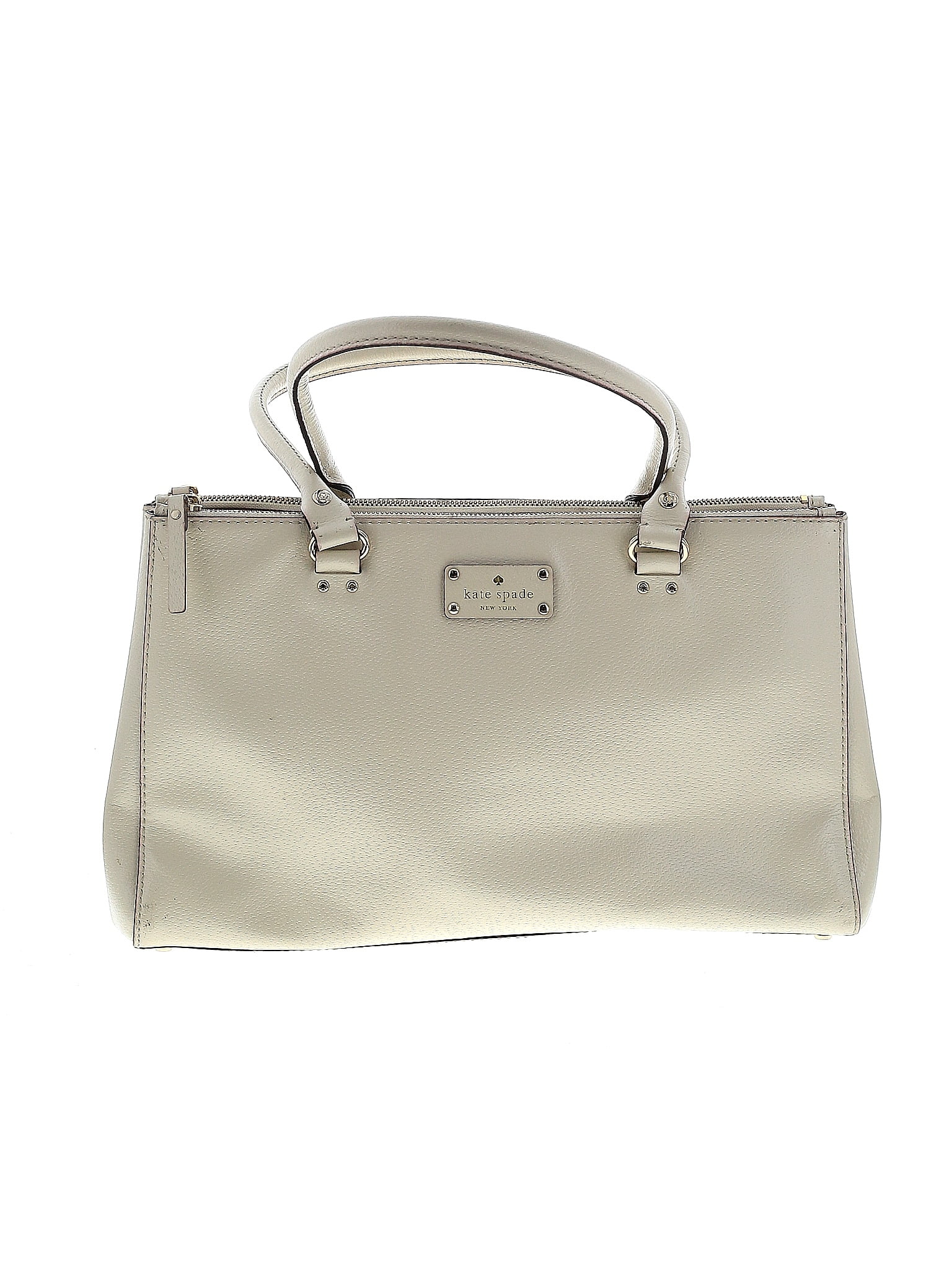 Kate Spade New York 100% Leather Solid Gray Ivory Leather Shoulder Bag ...
