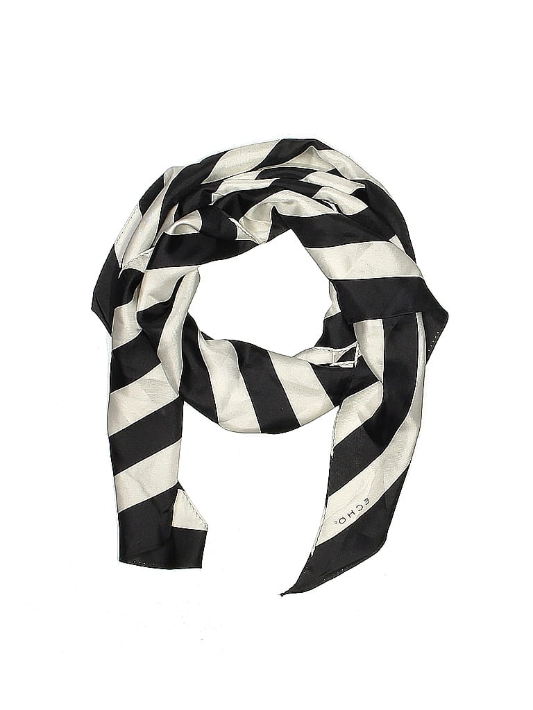 Echo 100% Silk Stripes Multi Color Black Silk Scarf One Size - 47% off ...