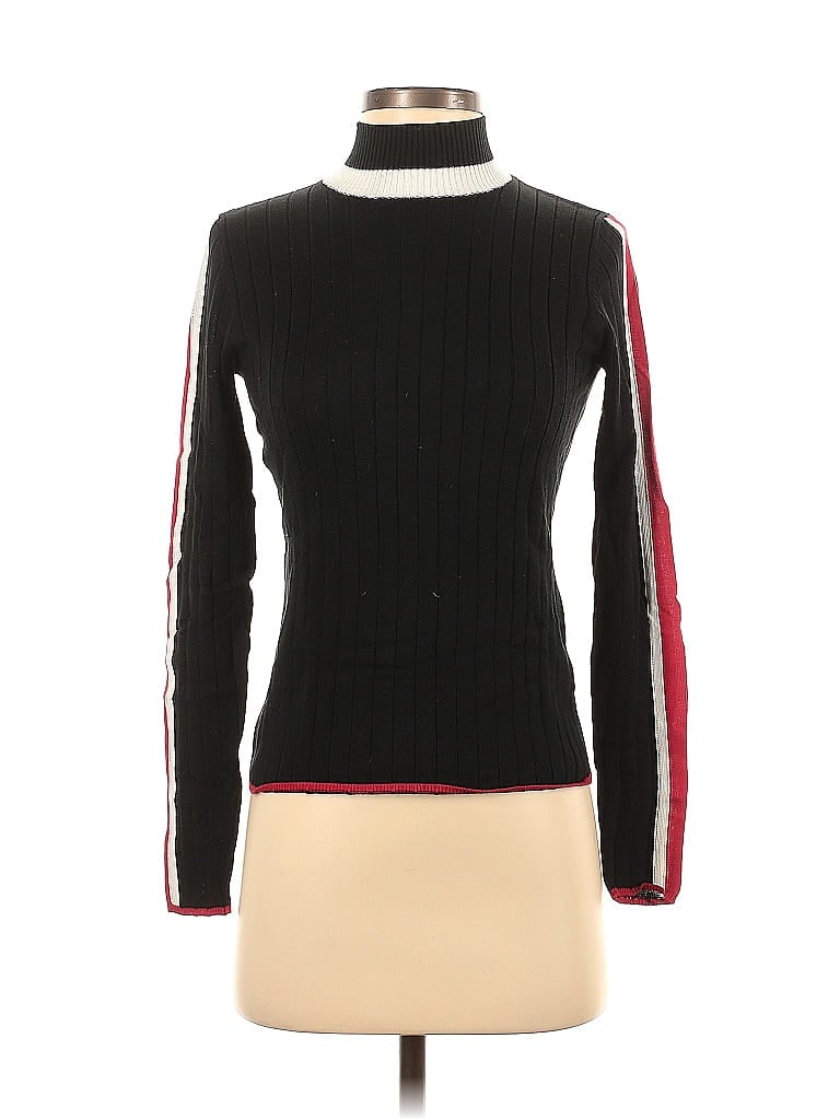 Glamorous Color Block Black Turtleneck Sweater Size 4 - photo 1