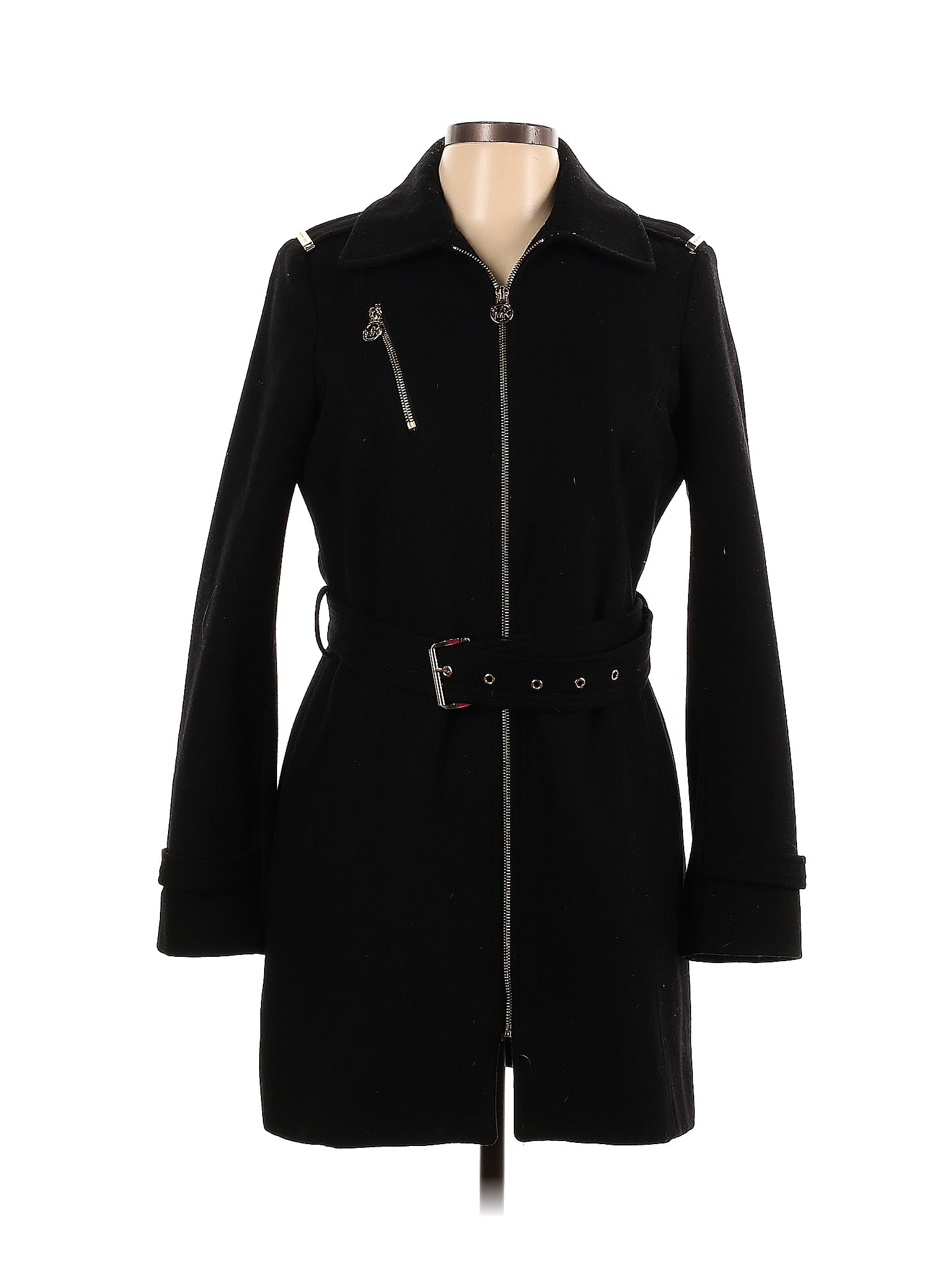 Michael Michael Kors Solid Black Wool Coat Size M 67 Off Thredup