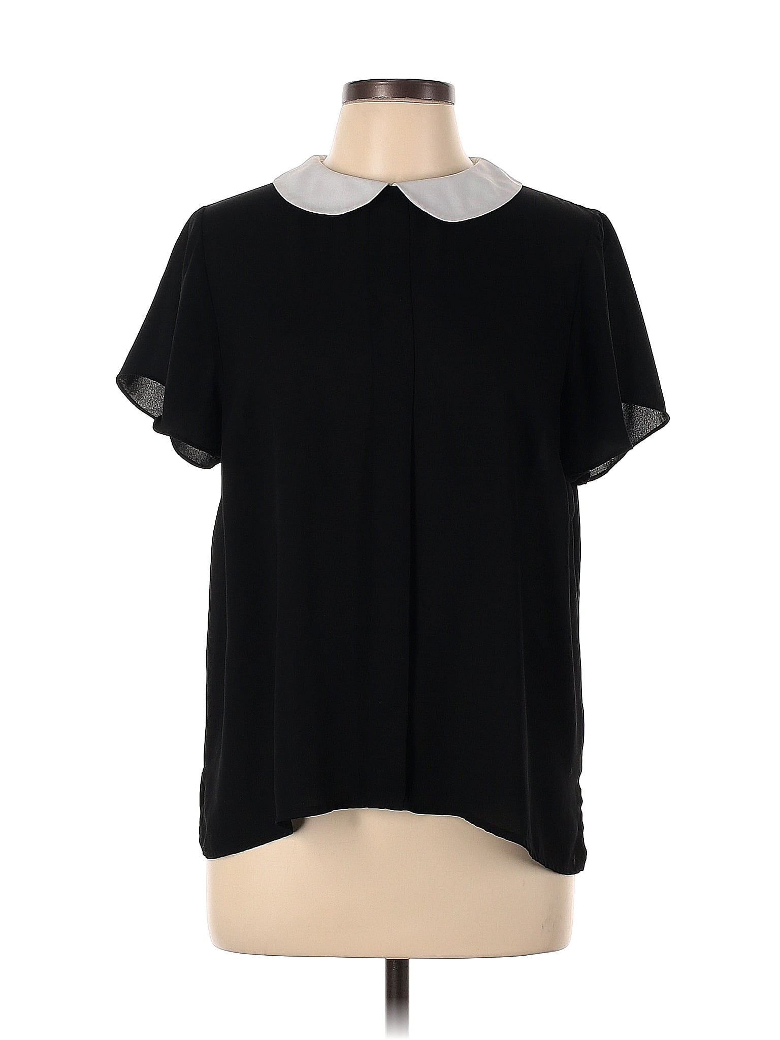 Cece 100 Polyester Color Block Black Short Sleeve Blouse Size L 71