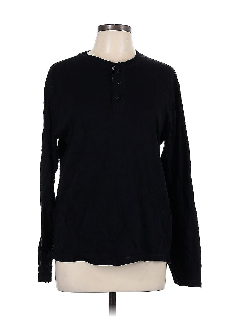 Perry Ellis Portfolio 100% Cotton Black Long Sleeve T-Shirt Size L - photo 1