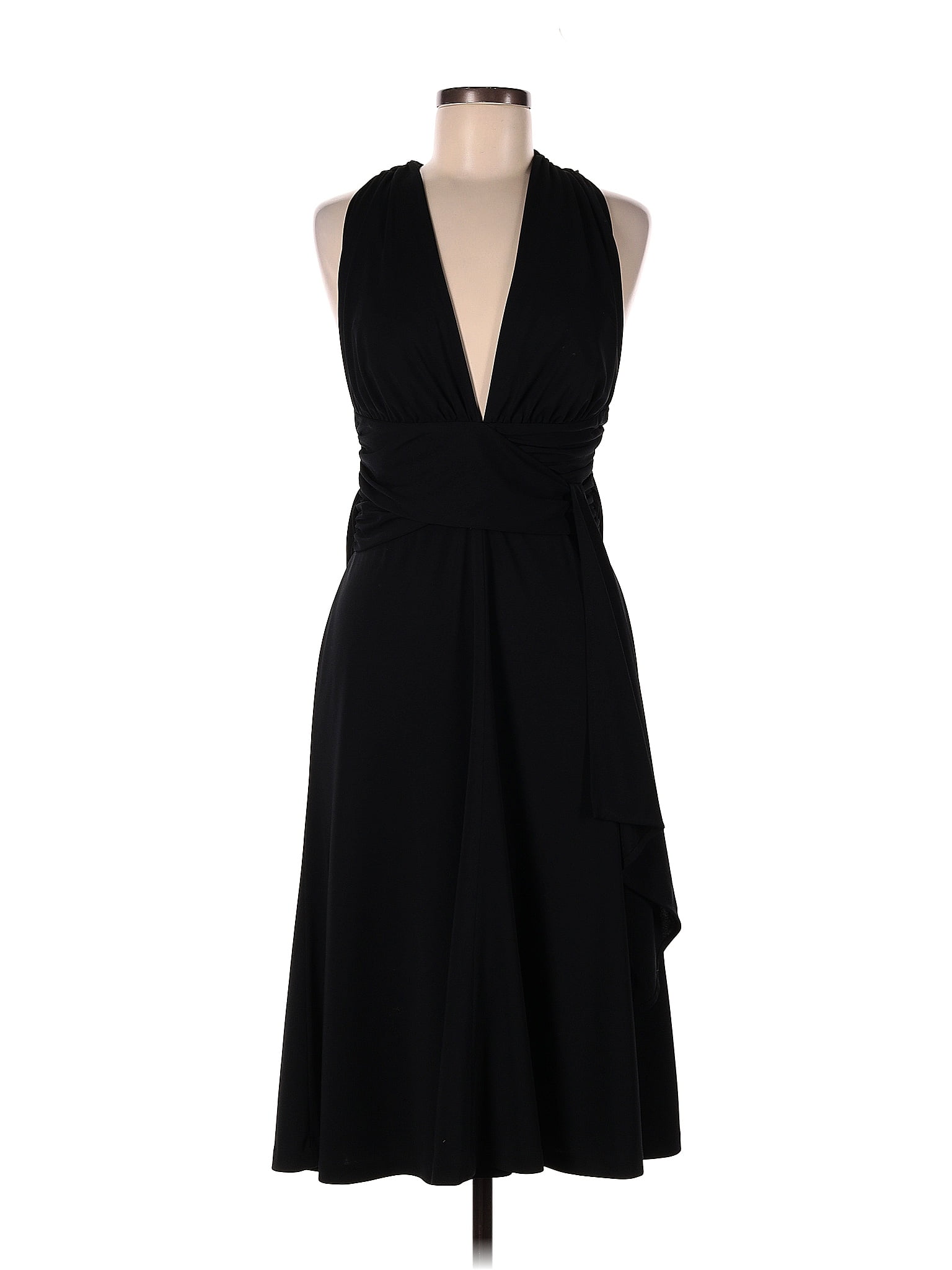 White House Black Market 100 Polyester Solid Black Cocktail Dress Size