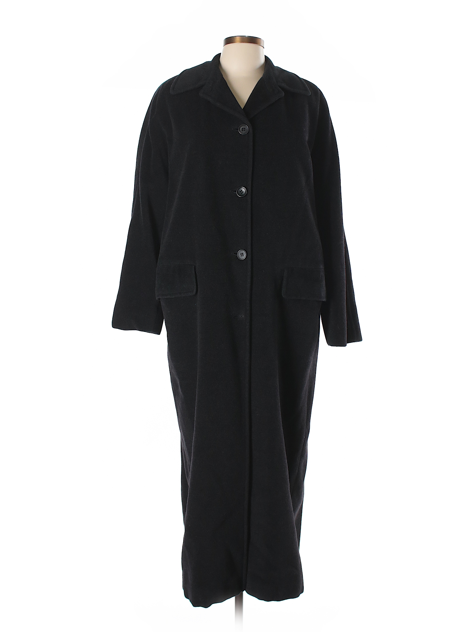 Calvin Klein 100% Merino Wool Solid Black Wool Coat Size 8 - 99% off ...