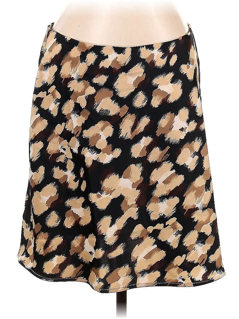 Banana Republic Factory Store Tortoise Acid Wash Print Animal Print Leopard Print Camo Brown Casual Skirt Size L - photo 1
