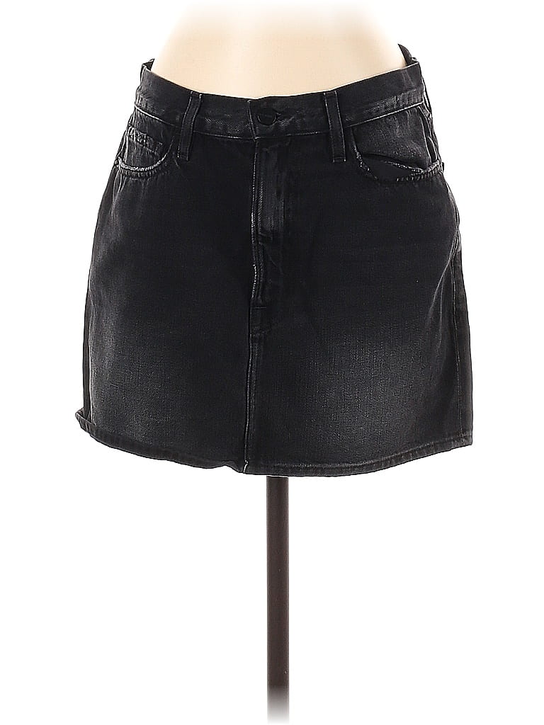 FRAME Denim 100 Cotton Black Denim Skirt Size 2 85 off ThredUp