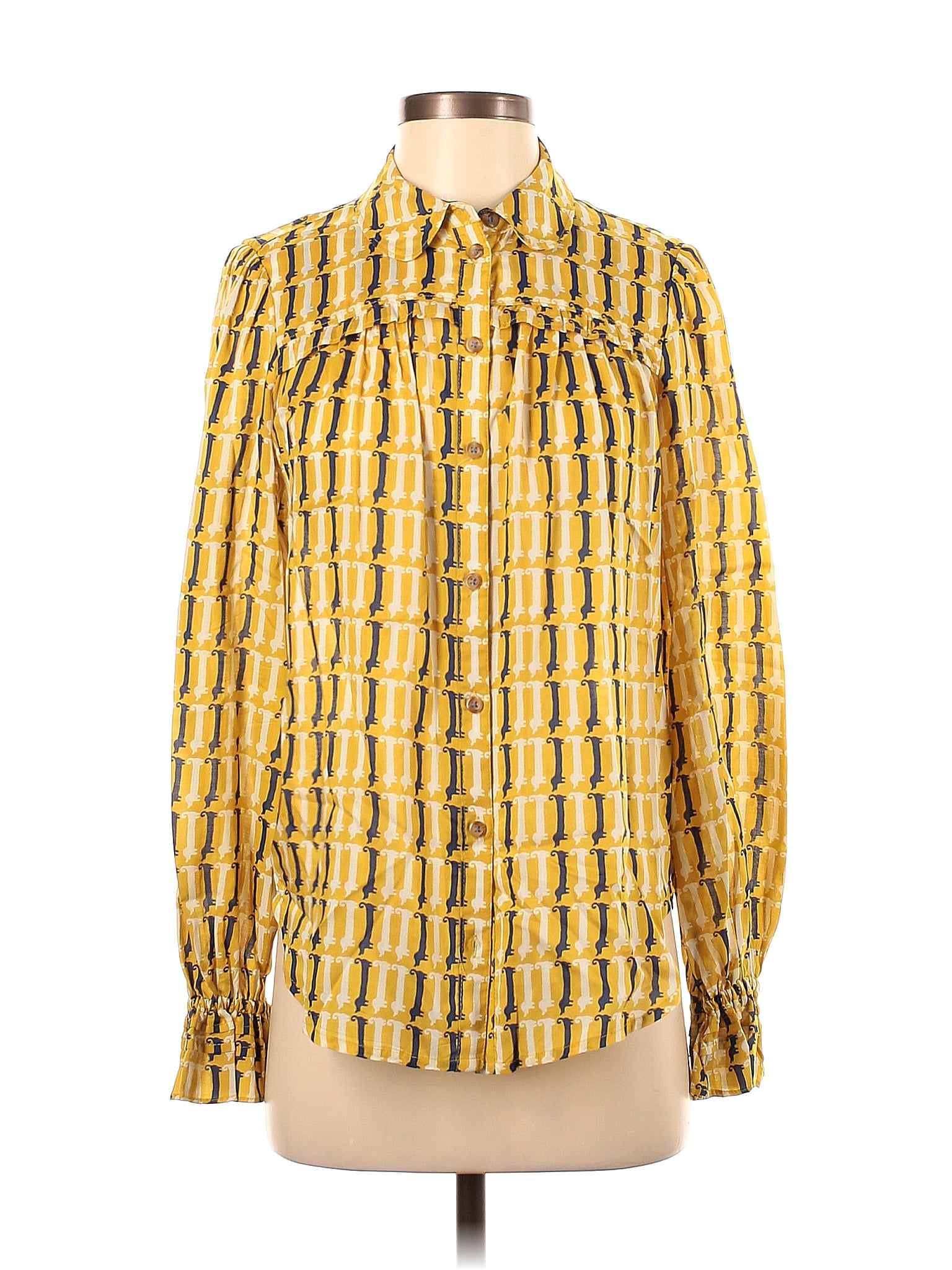 Maeve by Anthropologie 100% Modal Yellow Long Sleeve Button-Down Shirt ...