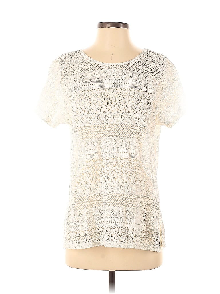 Pre-owned Blanc Du Nil Short Sleeve Top Ivory Crew Neck Tops In White