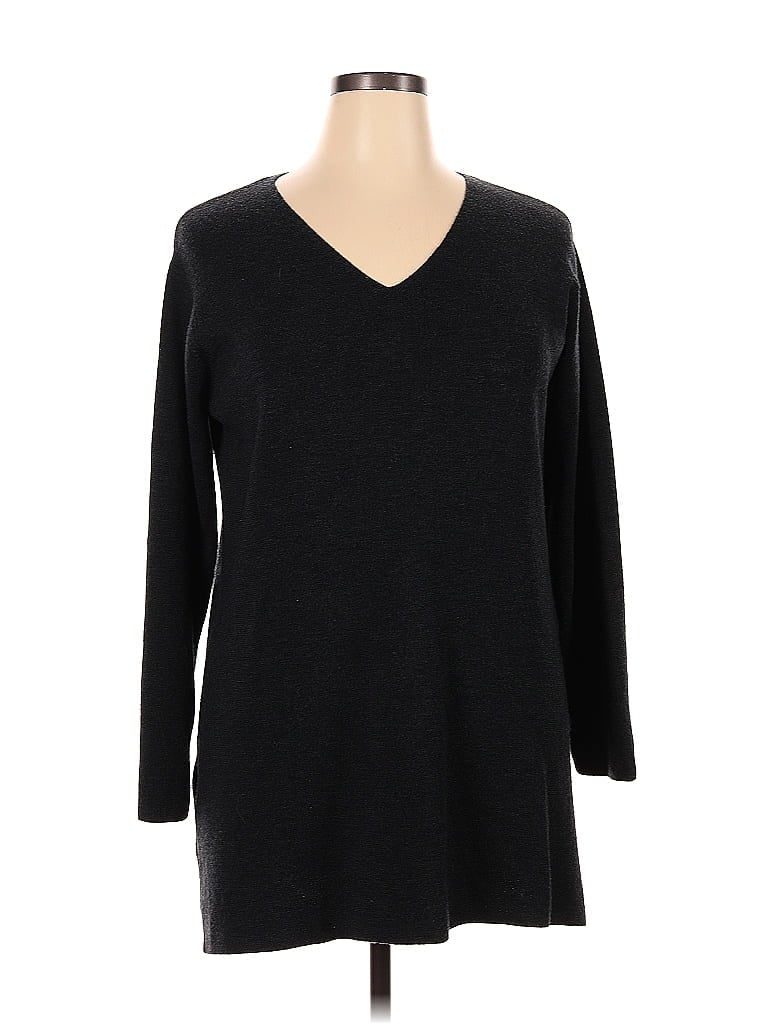 Eileen Fisher 100% Merino Black Wool Sweater Size XL - photo 1