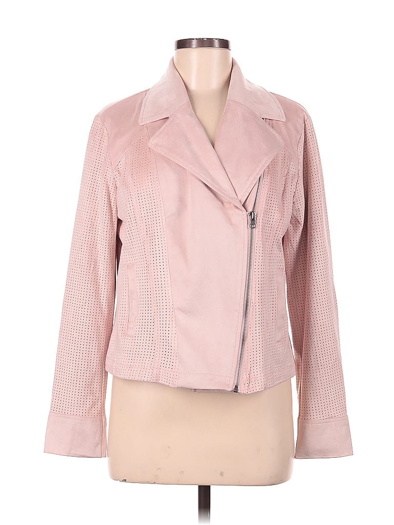 Kate And Mallory Designs 100 Polyester Pink Faux Leather Jacket Size M