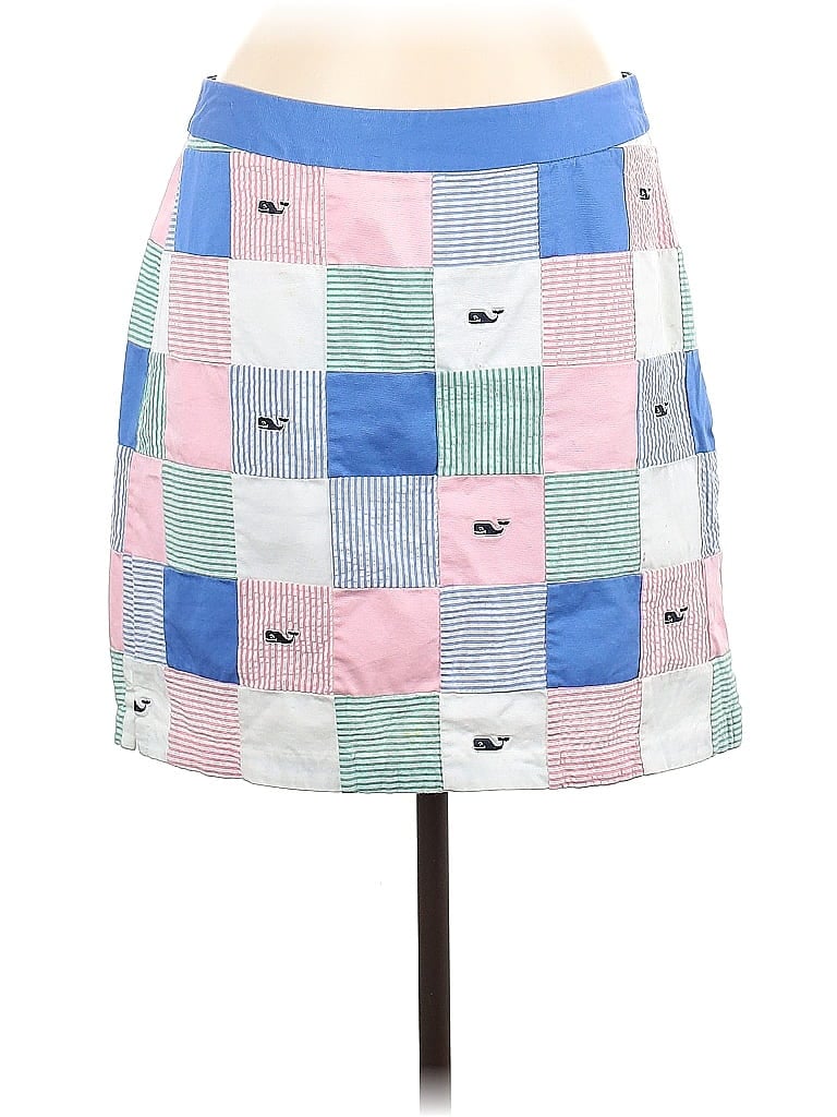 Vineyard Vines 100% Cotton Argyle Checkered-gingham Grid Hearts Graphic Color Block Pink Casual Skirt Size 8 - photo 1