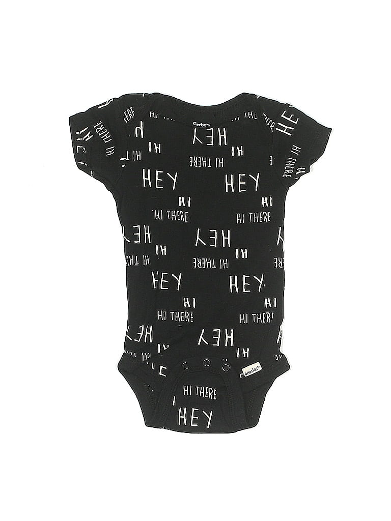 Gerber 100% Cotton Graphic Black Short Sleeve Onesie Size 3-6 mo - photo 1