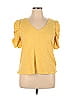 Nine West 100% Cotton Yellow Short Sleeve Top Size XL - photo 1