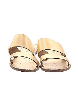 Madewell The Boardwalk Double-Strap Slide Sandal in Metallic Leather (view 2)