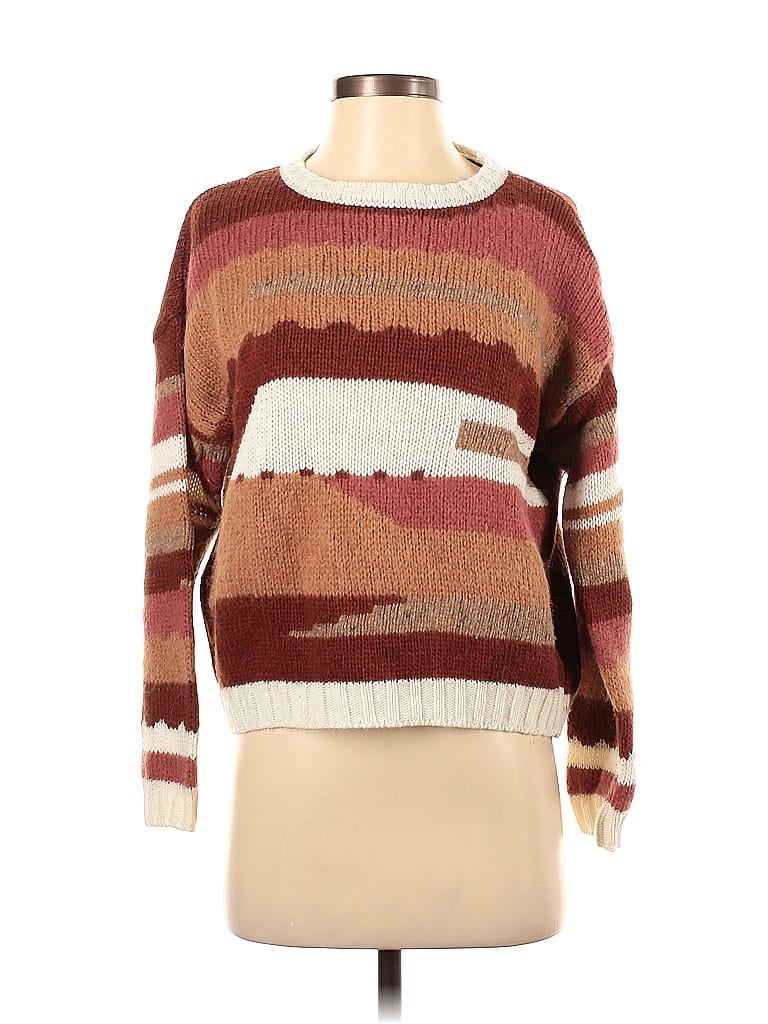 Elsamanda Stripes Color Block Brown Pullover Sweater Size S - photo 1