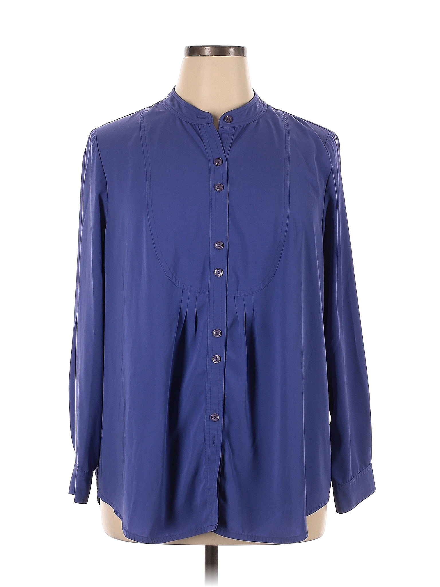 Susan Graver 100 Polyester Blue Long Sleeve Blouse Size 1x Plus 68