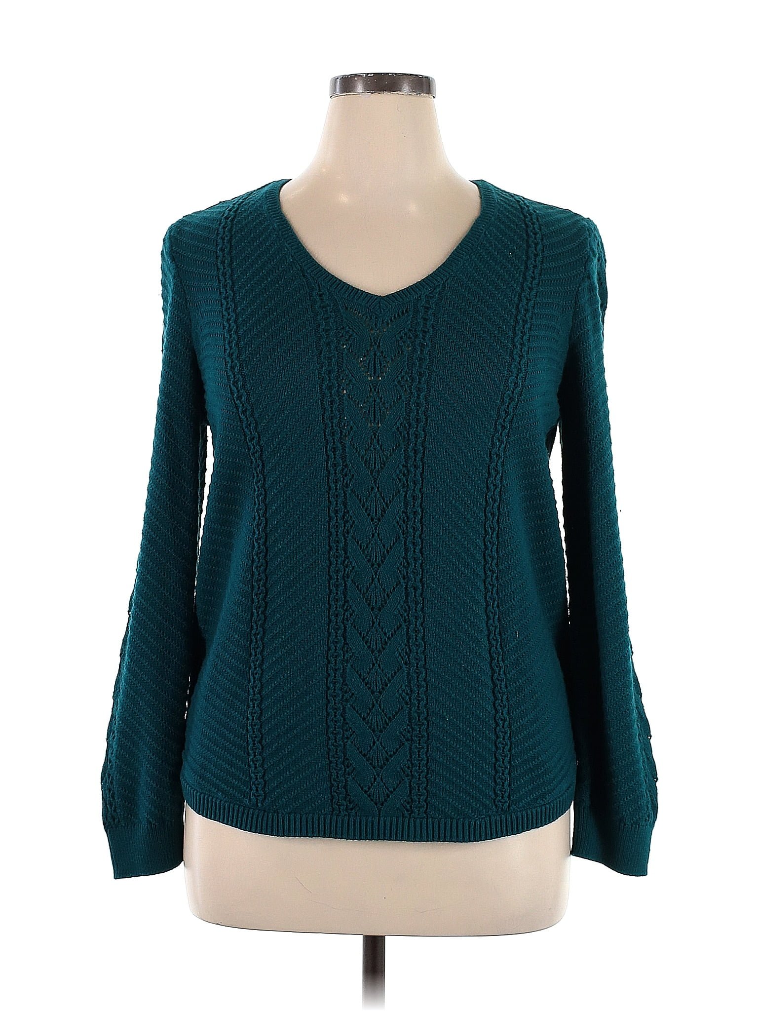 Sonoma Goods for Life Chevron-herringbone Teal Pullover Sweater Size XL ...