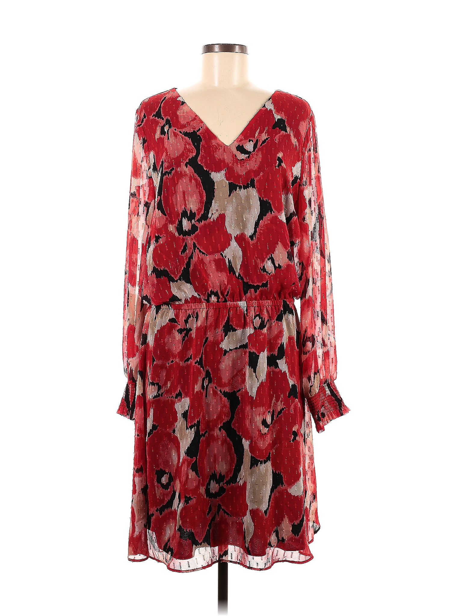 White House Black Market Floral Motif Red Casual Dress Size L - 61% off ...