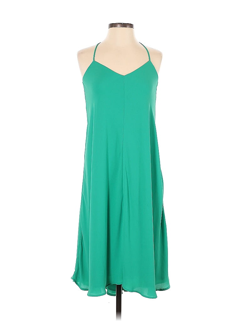 Ann Taylor LOFT 100% Polyester Solid Green Casual Dress Size 0 - photo 1