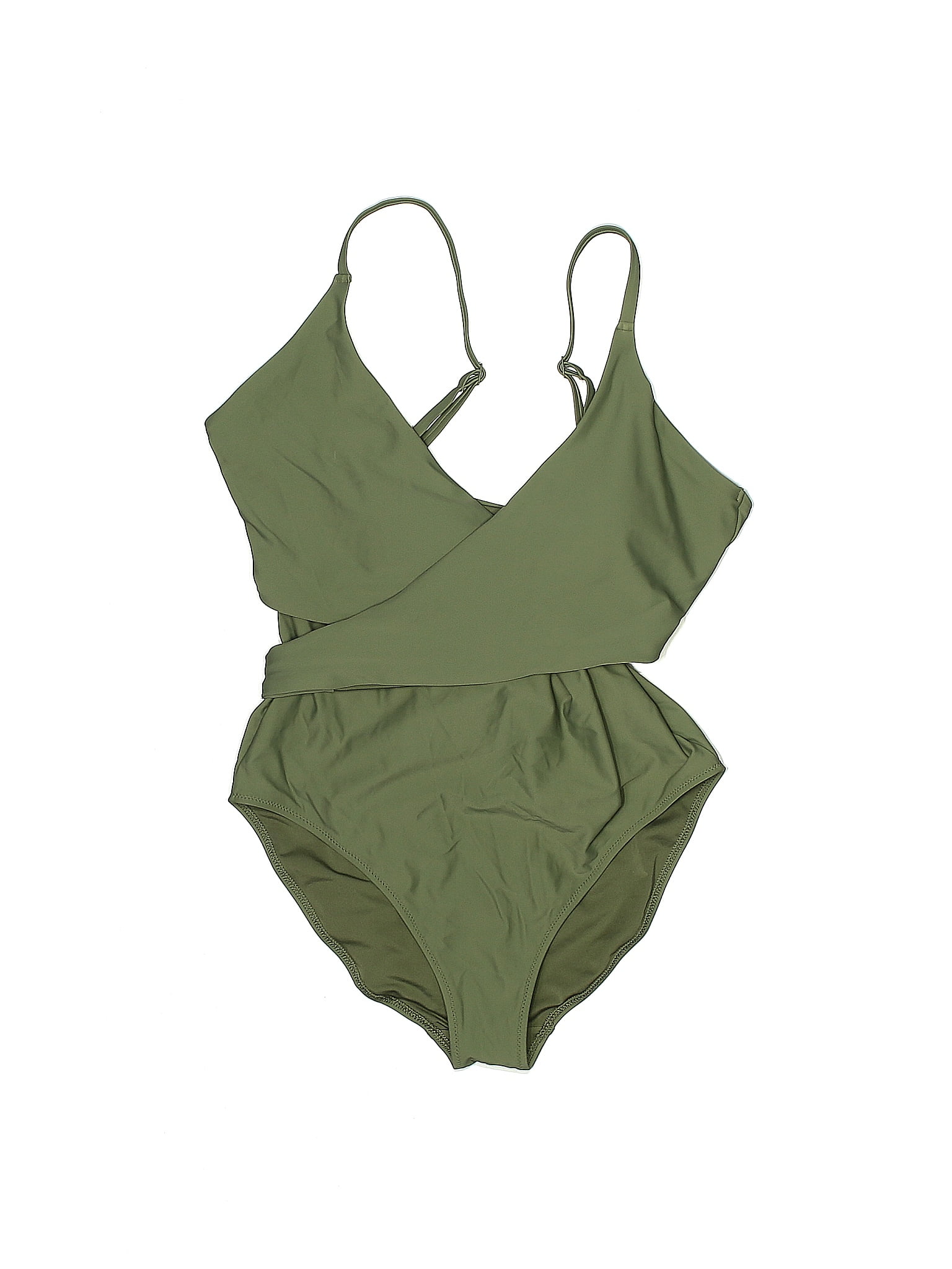 Aerie Solid Tortoise Tropical Camo Green One Piece Swimsuit Size L 42