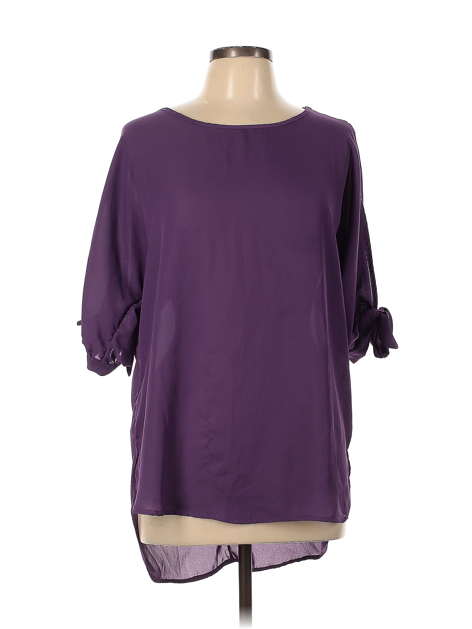 Shein 100 Polyester Purple Short Sleeve Blouse Size L 62 Off Thredup