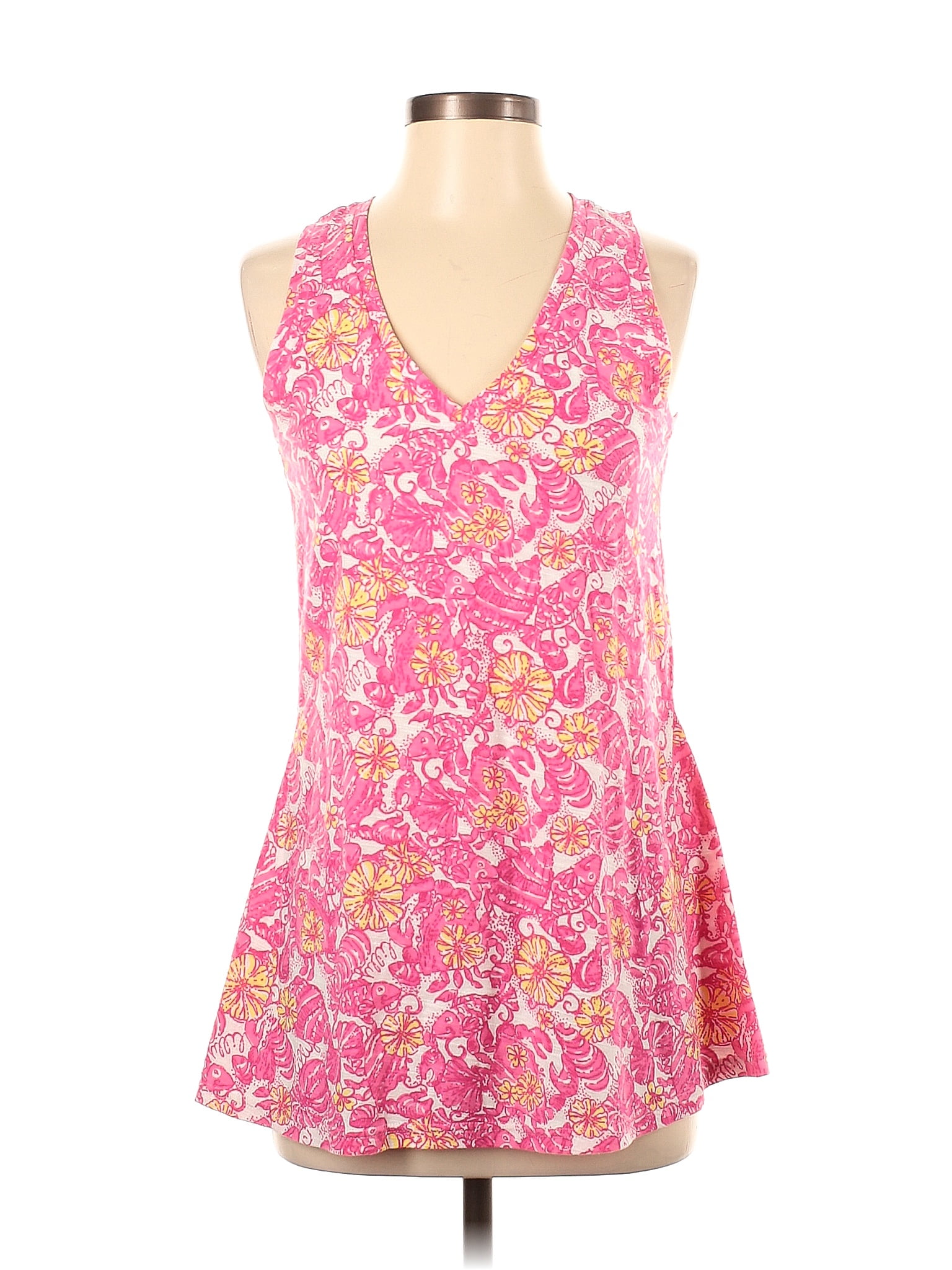 Lilly Pulitzer 100 Cotton Floral Motif Paisley Pink Casual Dress Size