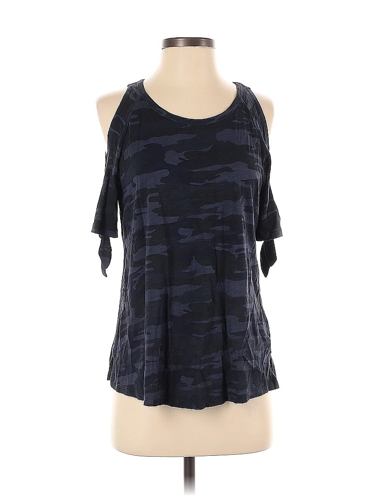 Pre-owned Sanctuary Short Sleeve Top Blue Cold Shoulder Neckline Tops