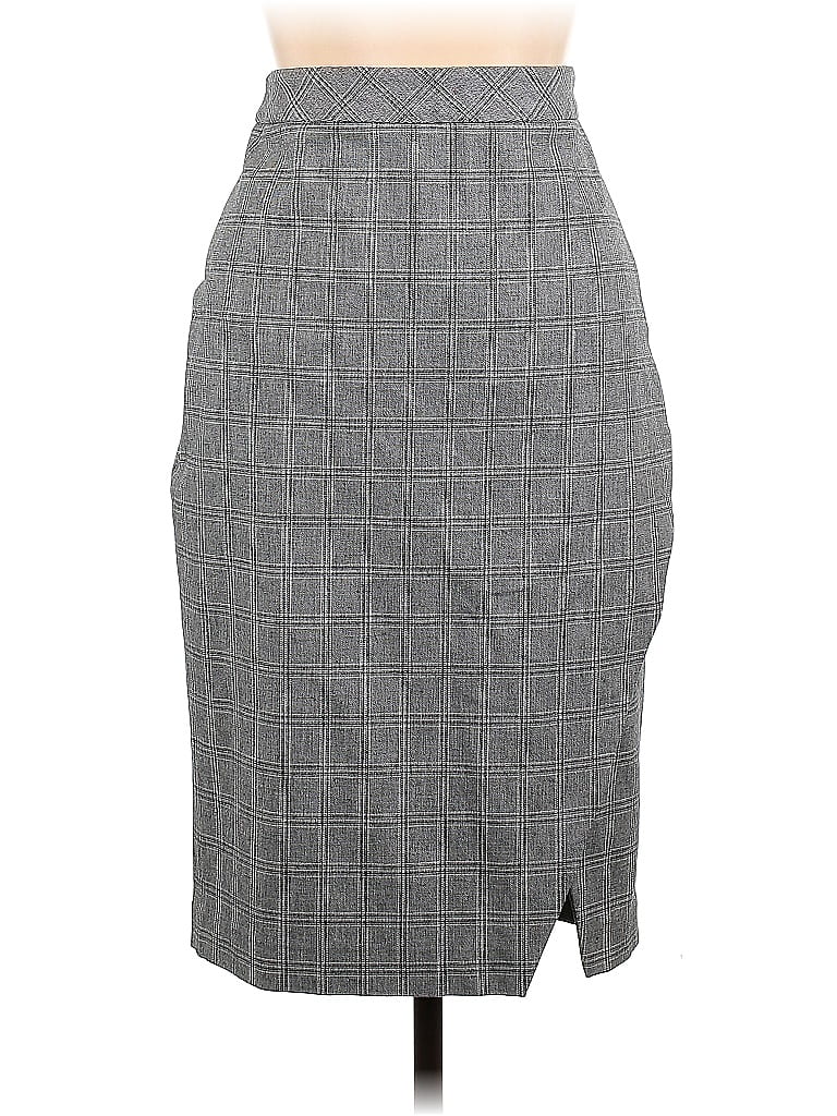 Banana Republic Houndstooth Grid Gray Casual Skirt Size 10 - photo 1