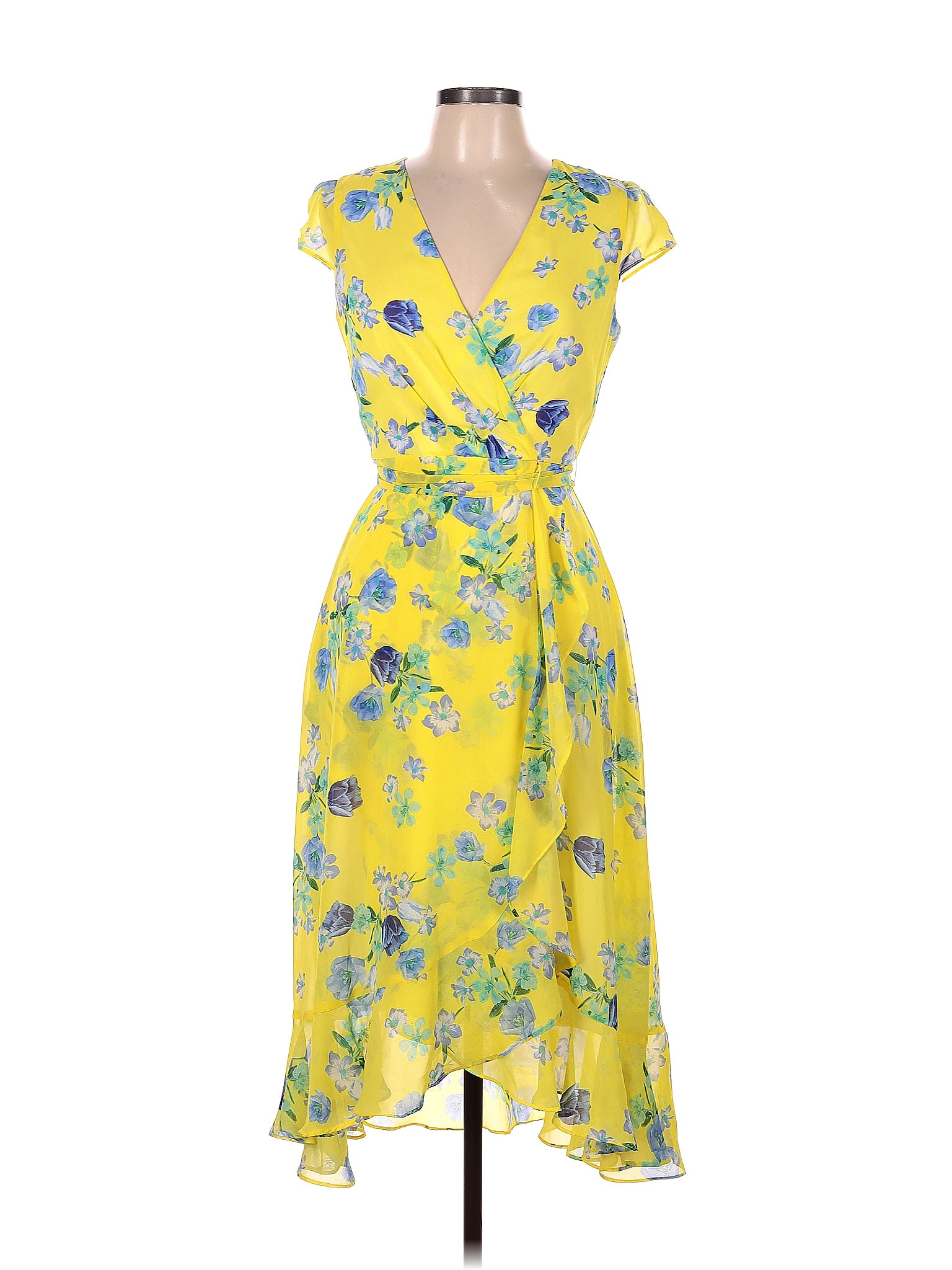 Jessica Howard 100 Polyester Floral Motif Yellow Casual Dress Size 6 67 Off Thredup 5116