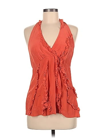 BCBGMAXAZRIA 100 Silk Orange Sleeveless Silk Top Size M 82 off