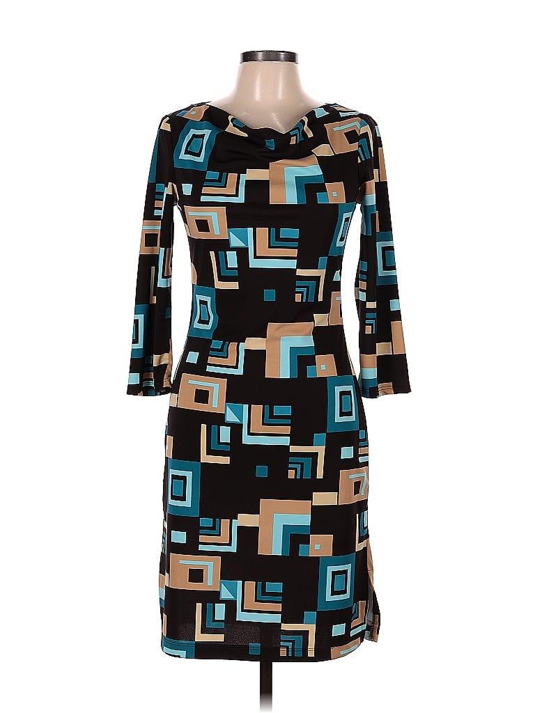 My Michelle Jacquard Argyle Graphic Brown Casual Dress Size M - photo 1