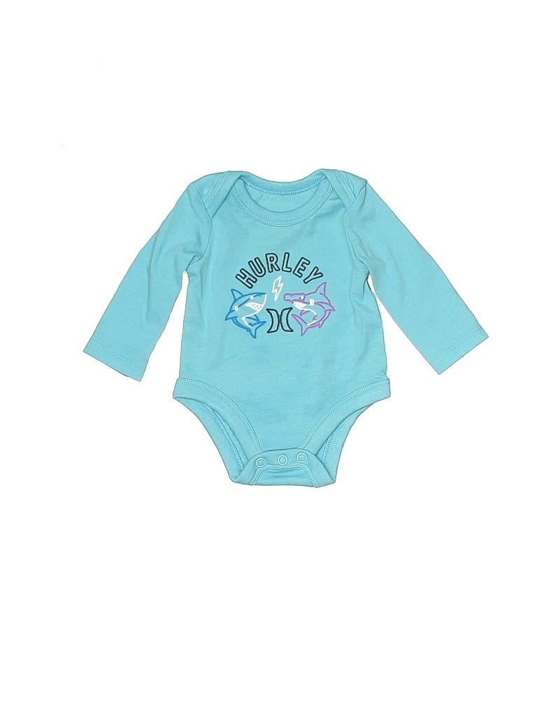 Pre-owned Hurley Kids'  Long Sleeve Onesie In Blue