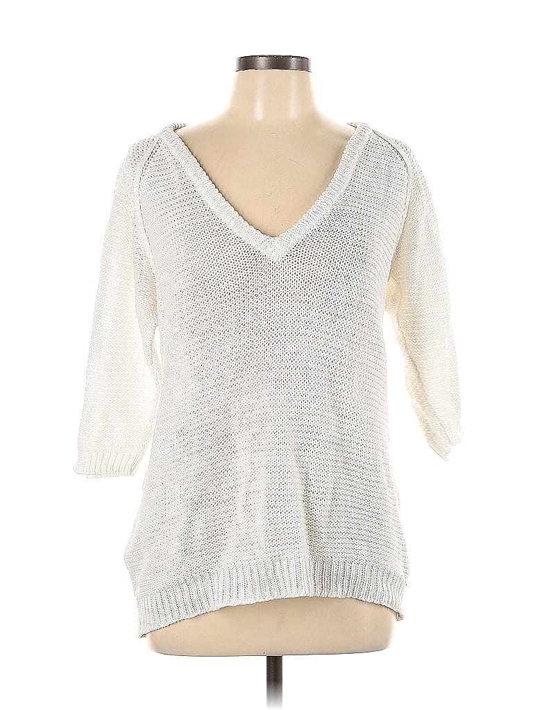 Ann Taylor 100% Cotton White Pullover Sweater Size L - photo 1