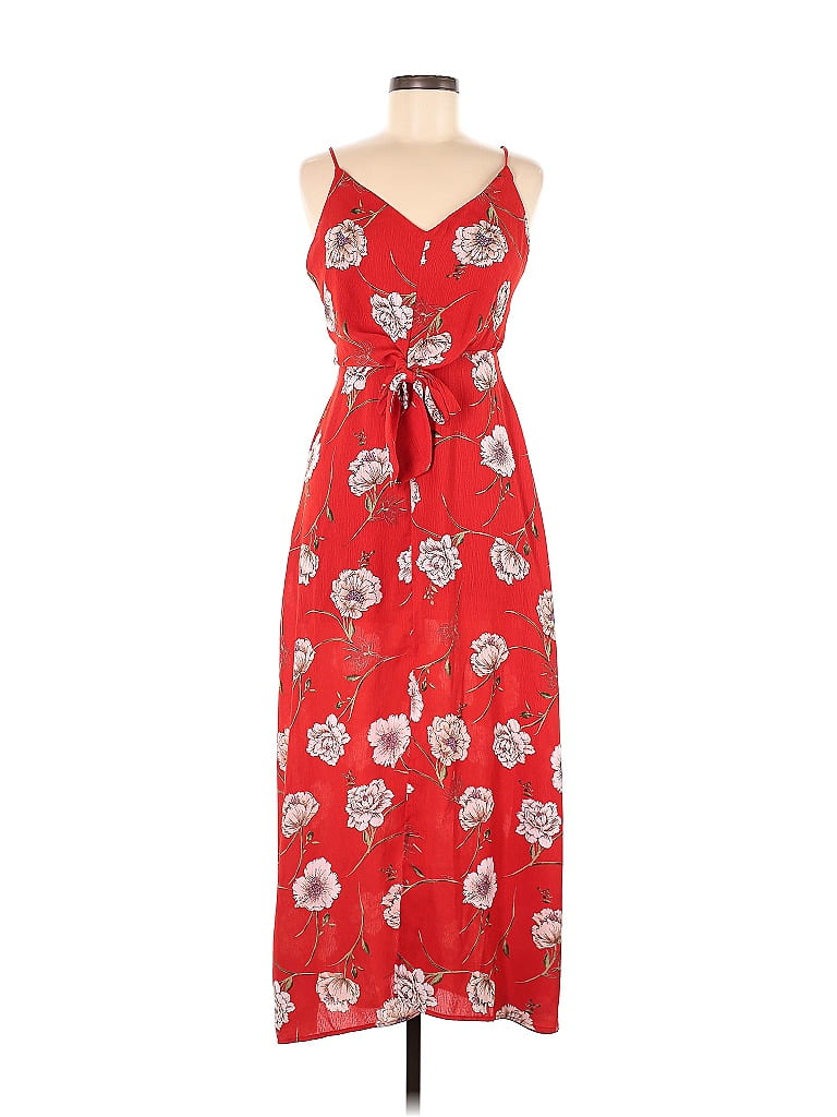 Lush 100% Polyester Floral Motif Red Casual Dress Size M - photo 1