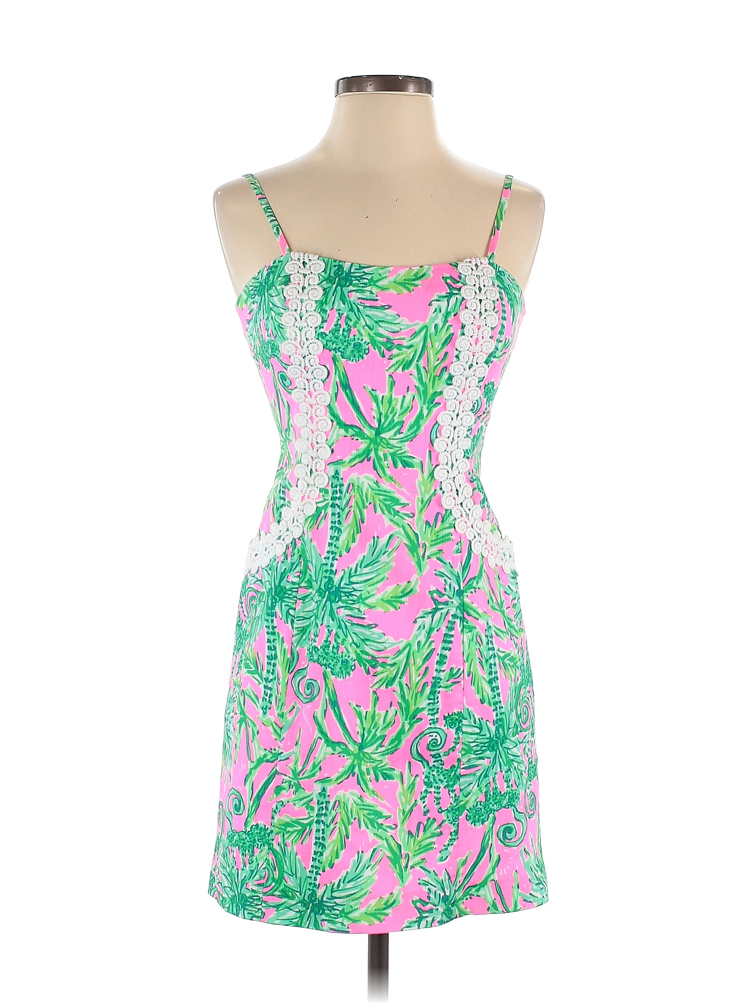 Lilly Pulitzer Floral Motif Tropical Green Casual Dress Size 00 64