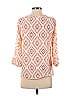 Peach Love Cream California 100% Polyester Checkered-gingham Plaid Gray Orange 3/4 Sleeve Blouse Size S - photo 2