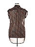 Pleione 100% Polyester Brocade Polka Dots Brown Short Sleeve Blouse Size XL - photo 2