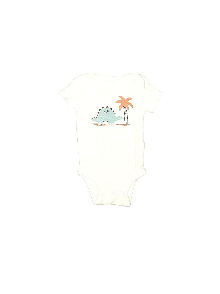 Pre-owned Carter's Babies' Short Sleeve Onesie In White