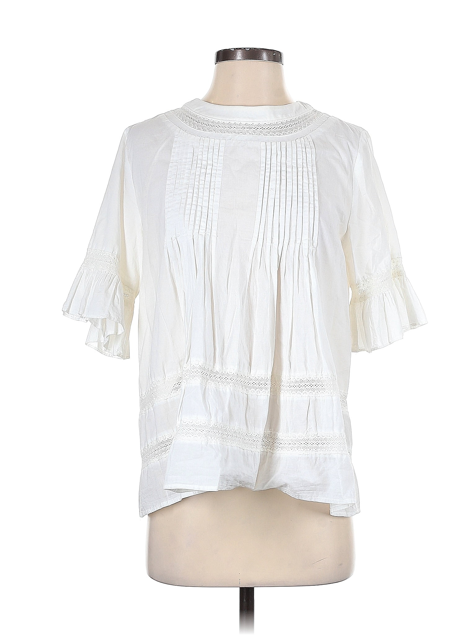 Blouse Antonio Melani Blanche Manches Courtes Pétales - Taille S - NEUF Avec étiquettes