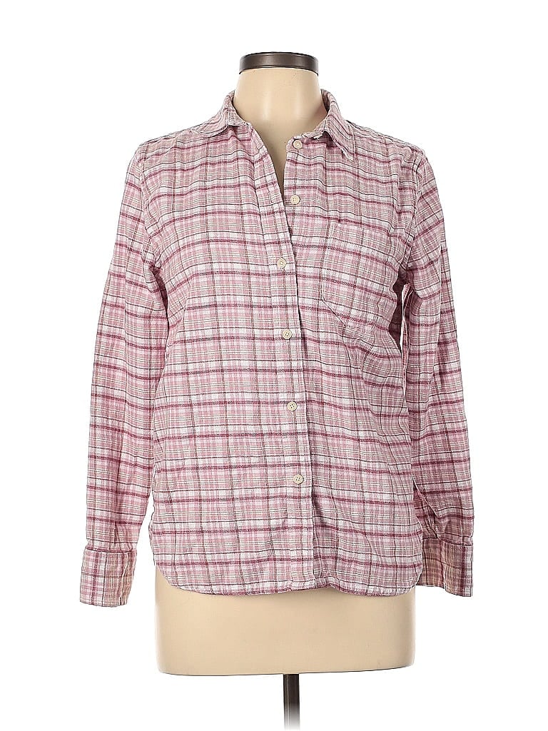 J.Crew 100% Cotton Plaid Tweed Burgundy Long Sleeve Button-Down Shirt Size 10 - photo 1