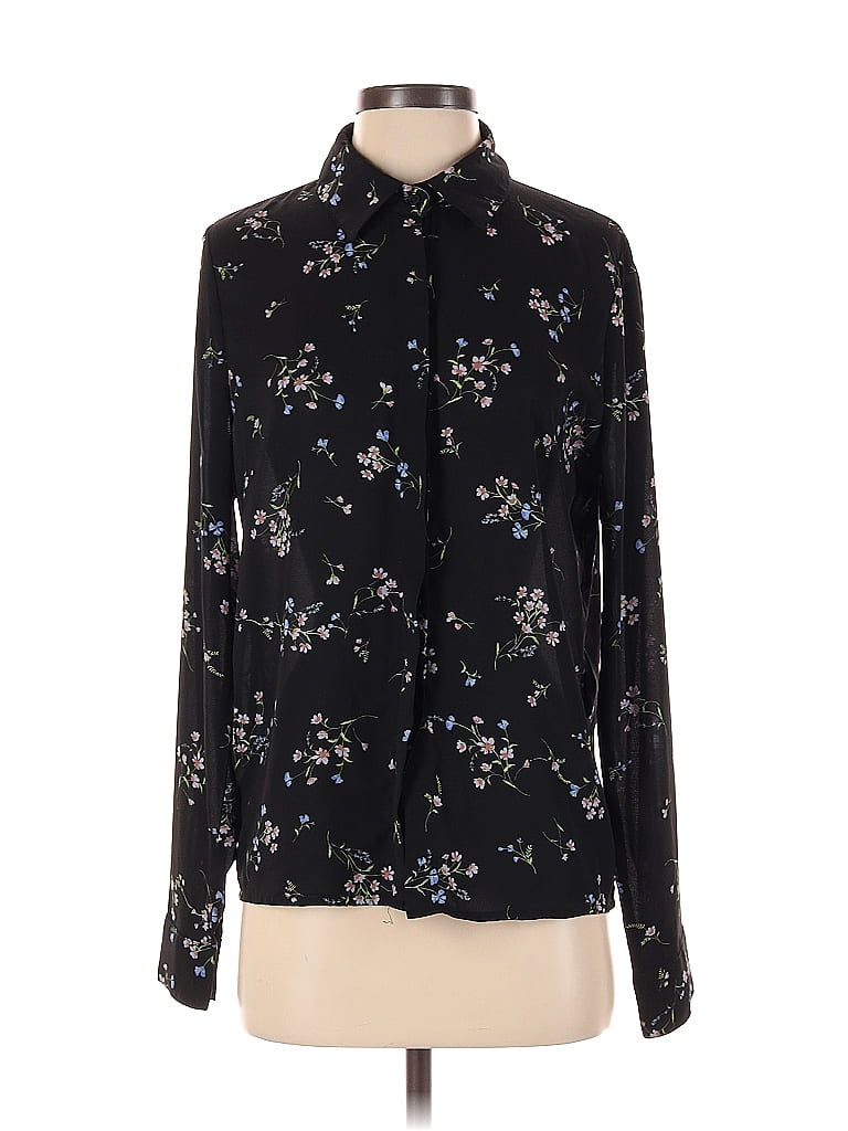 Lulus 100% Polyester Floral Motif Floral Black Long Sleeve Blouse Size XS - photo 1