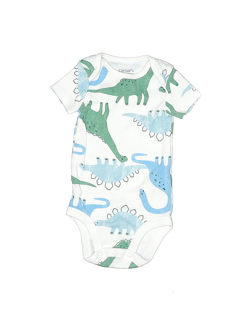 Pre-owned Carter's Babies' Short Sleeve Onesie In White