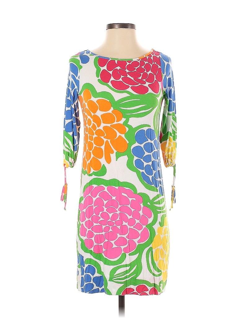 Lilly Pulitzer 100 Cotton Floral Motif White Casual Dress Size Xs 67