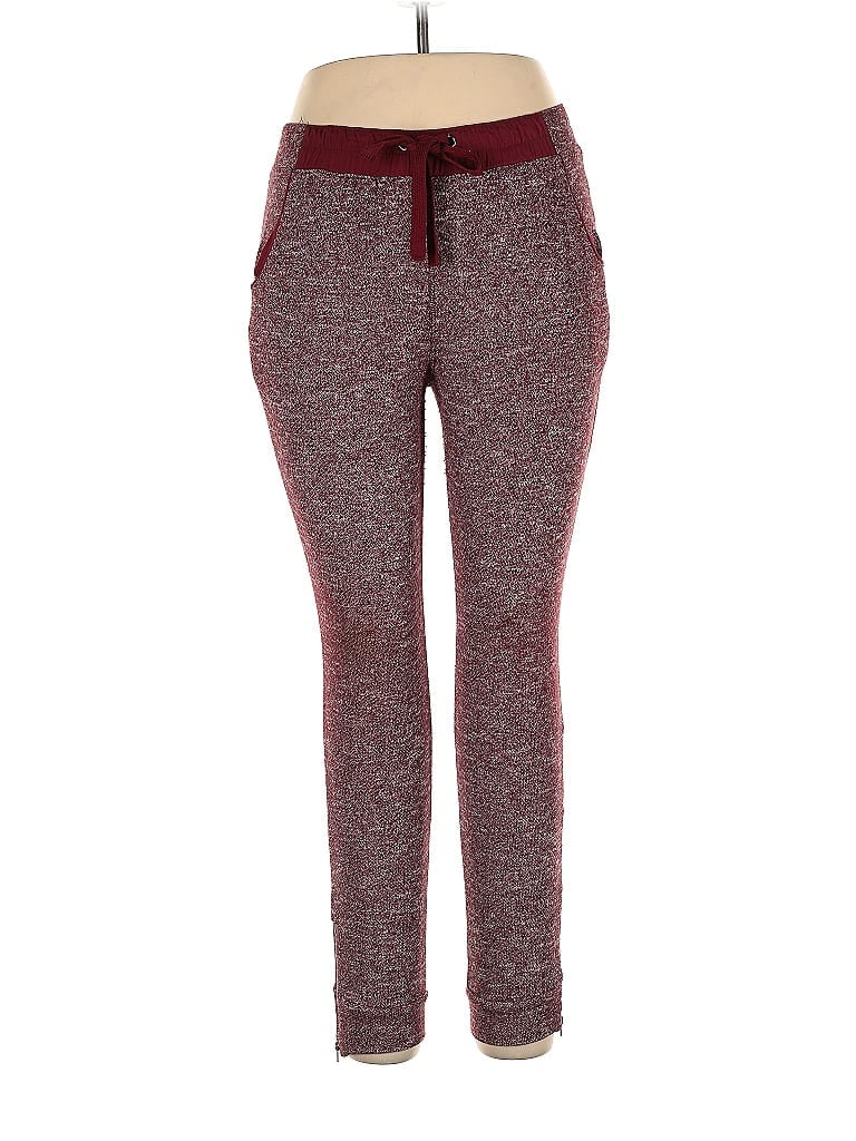 Almost Famous Marled Tweed Color Block Burgundy Sweatpants Size L - photo 1