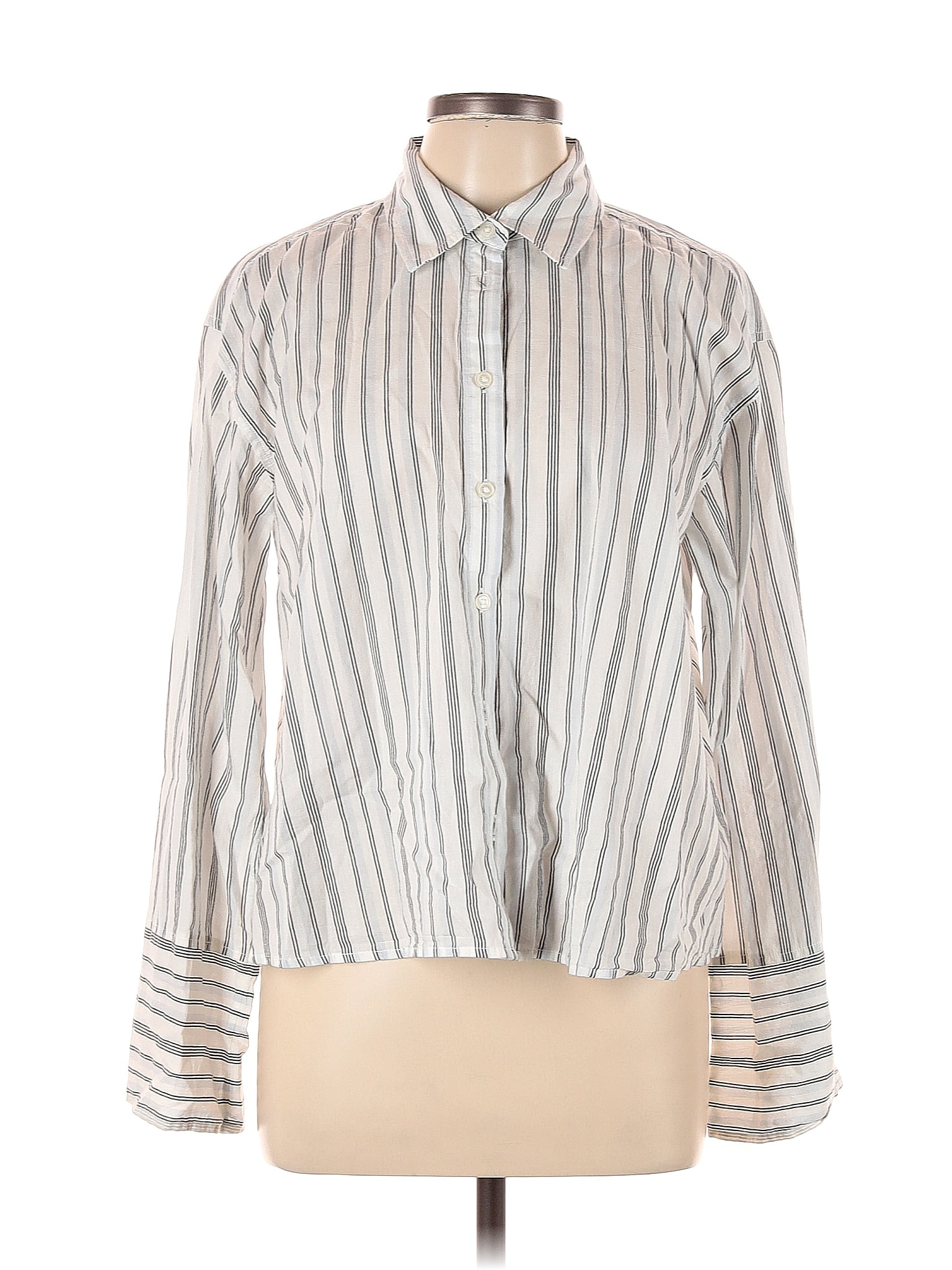 Elizabeth and James 100% Cotton Stripes Ivory Long Sleeve Button-Down ...